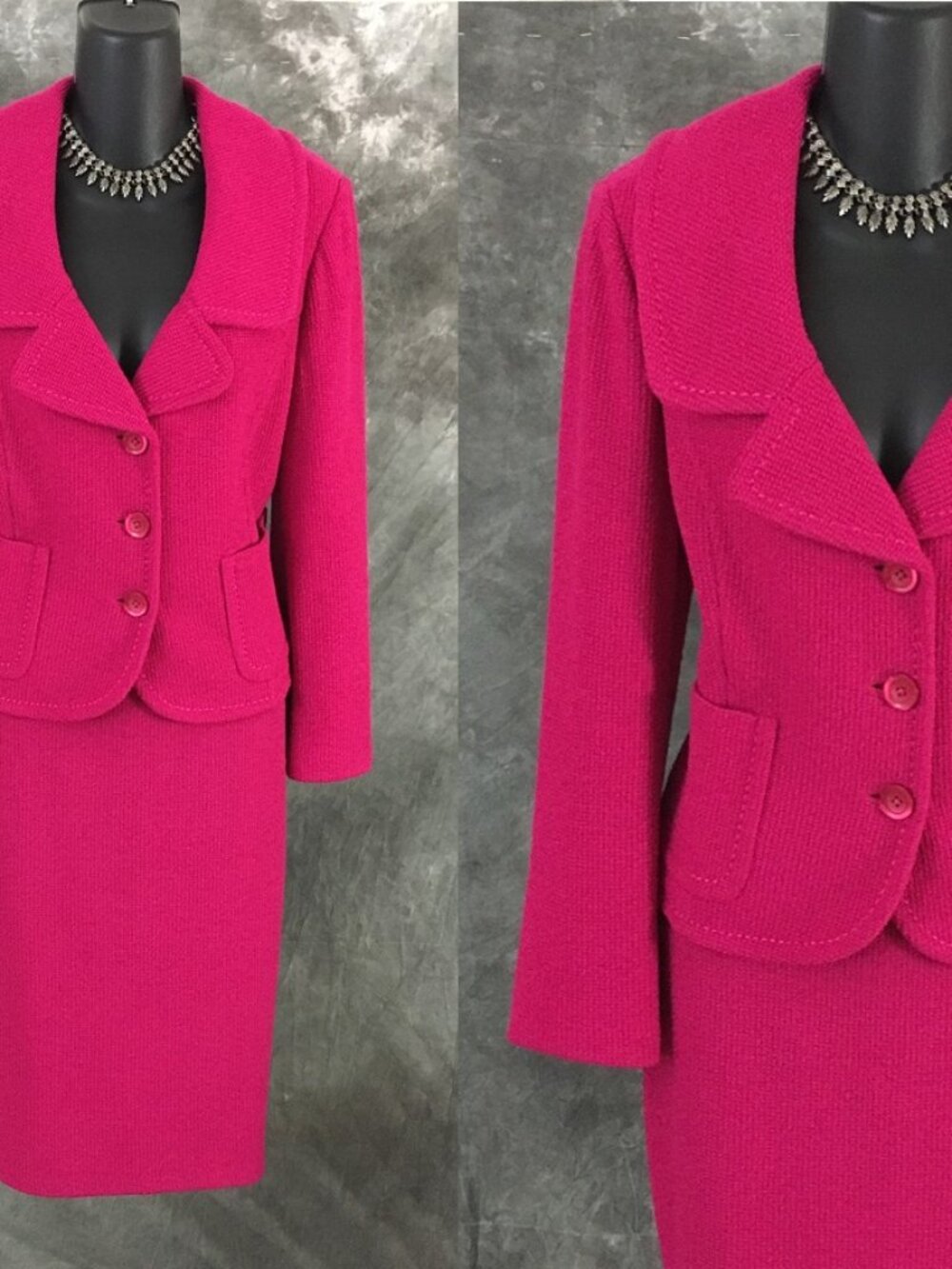 BEAUTIFUL st john knit pink jacket skirt suit size 10 12